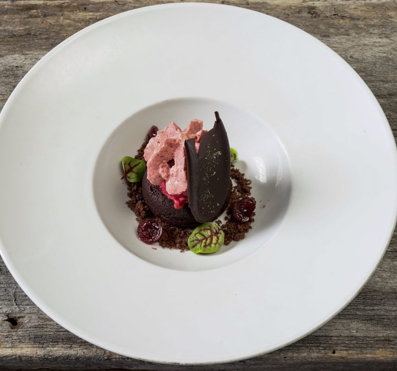 Dessert gastronomique au chocolat du Baluchon