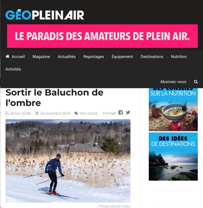 Article sur Le Baluchon dans Géo Plein Air